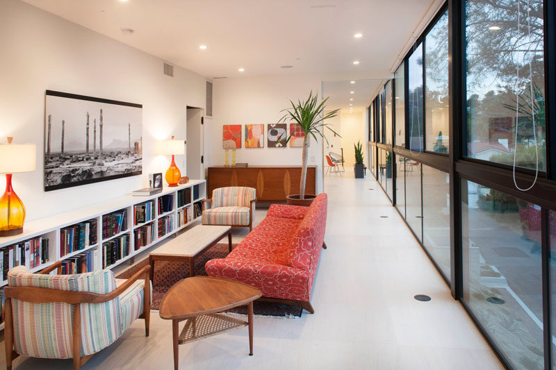 This home has a small lounge area that is filled with natural light.