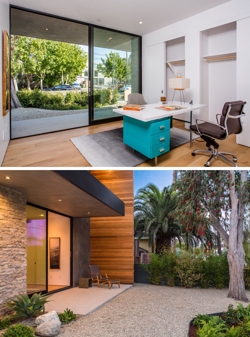 This study (or additional bedroom) opens up to the front garden and has a private patio with views of the neighborhood.