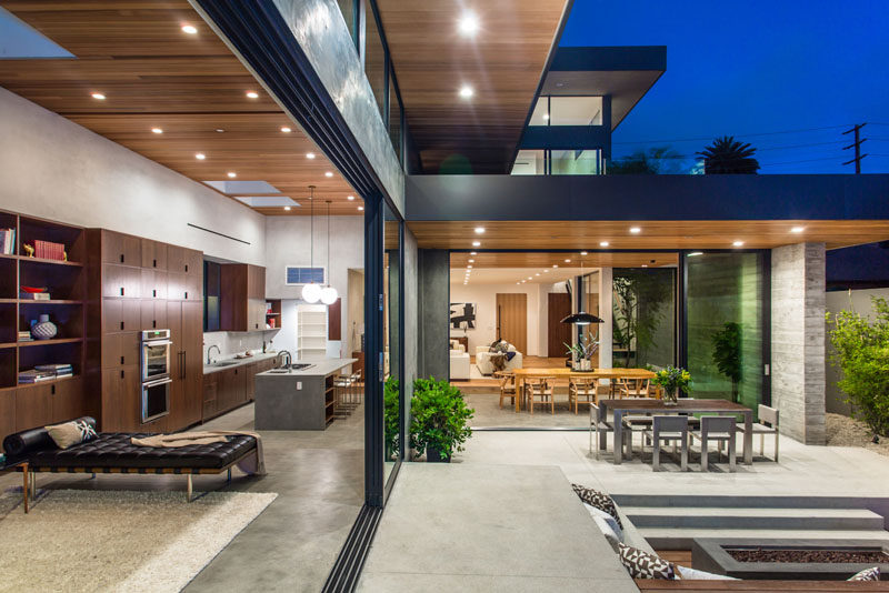 The interior of this home opens up to the backyard, creating a true indoor/outdoor living space.