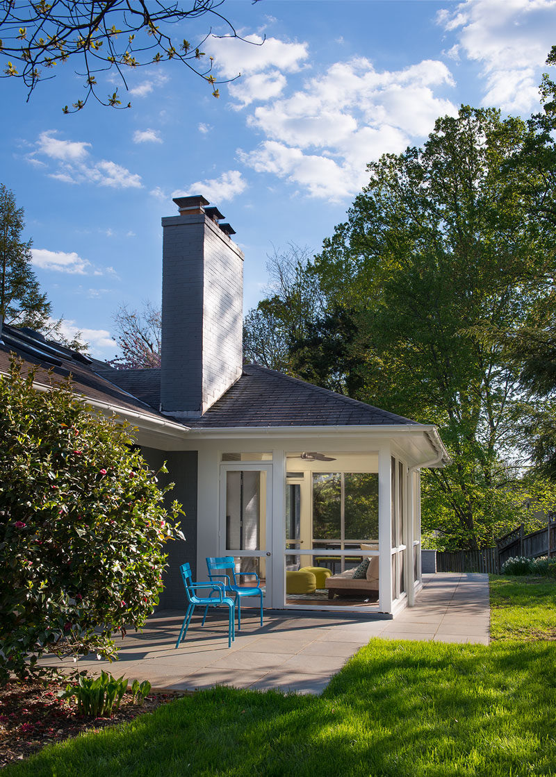 This updated home has a screened-in porch and a patio area perfectly for relaxing.