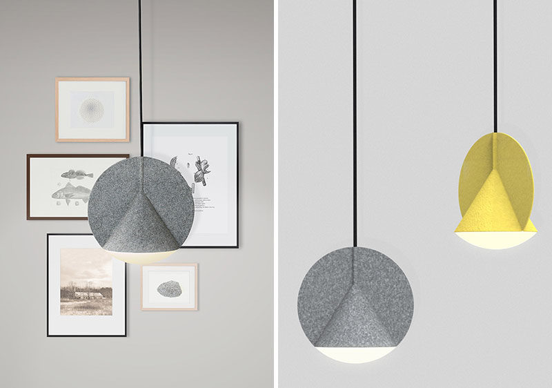 Design studio outofstock have combined two geometric shapes and industrial felt to create this unique looking lamp, for Danish furniture brand Bolia.