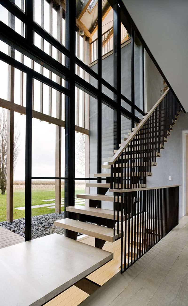 These stairs that allow you to enjoy the view through the wall of windows as you walk up and down them.