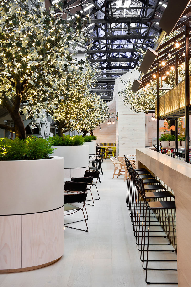 A glimpse of the interior of the Ovolo Hotel in Sydney, Australia, that was once an old wharf building.