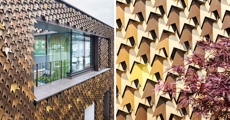 4080 folded aluminum leaves cover the facade of this home in London.