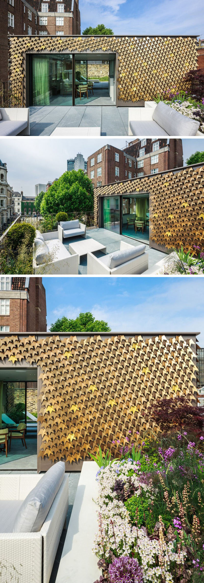 4080 folded aluminum leaves cover the facade of this home in London.