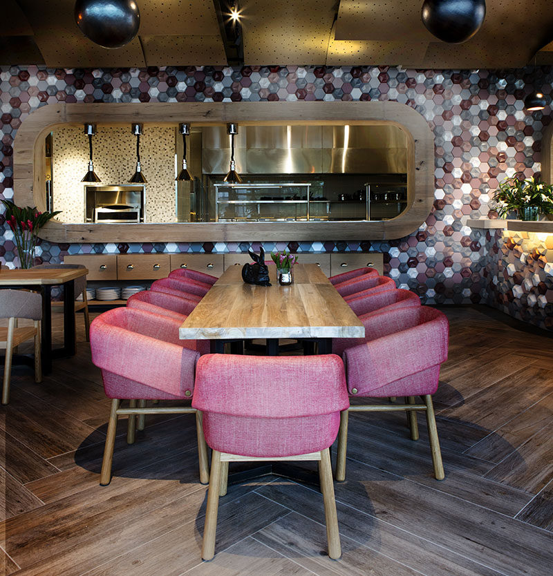 Wall Decor Idea - This Café Covered Their Walls With 3D Concrete Tiles
