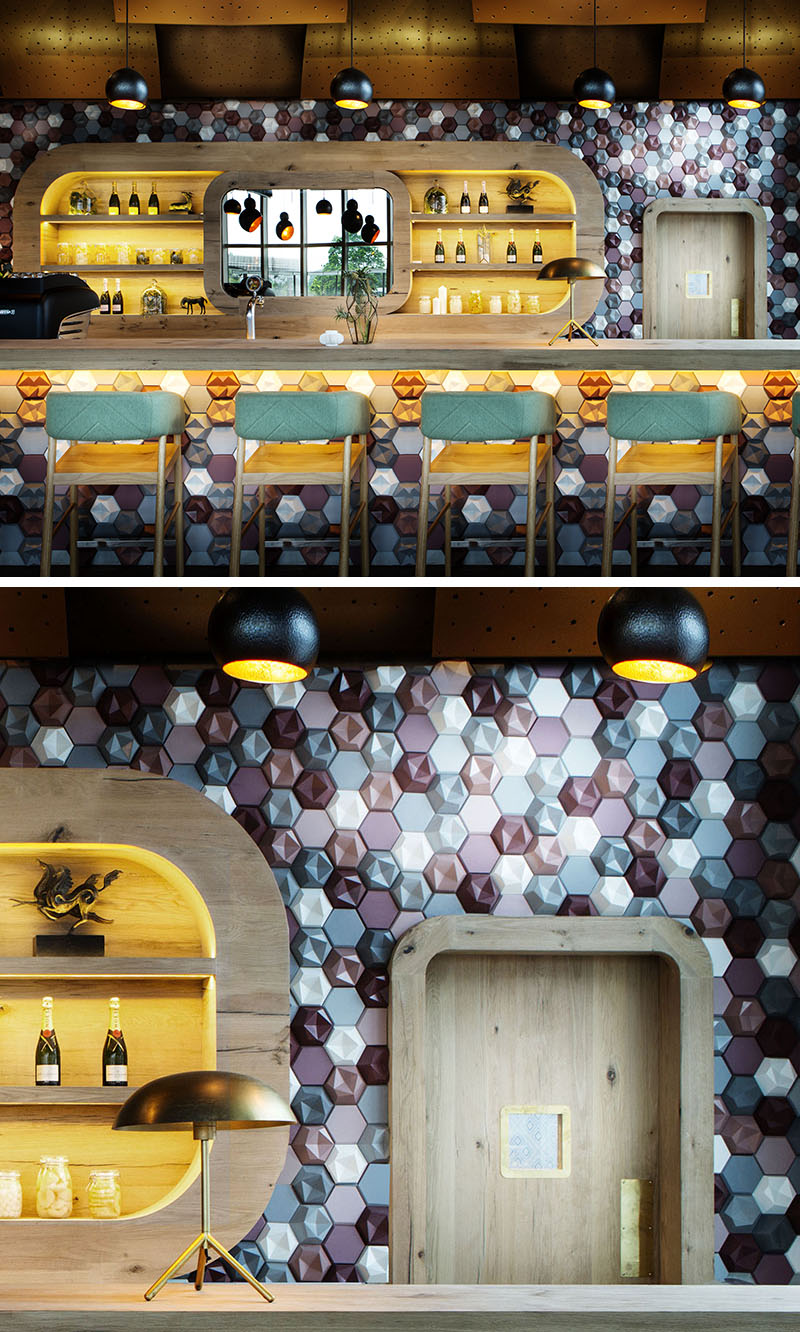 Wall Decor Idea - This Café Covered Their Walls With 3D Concrete Tiles