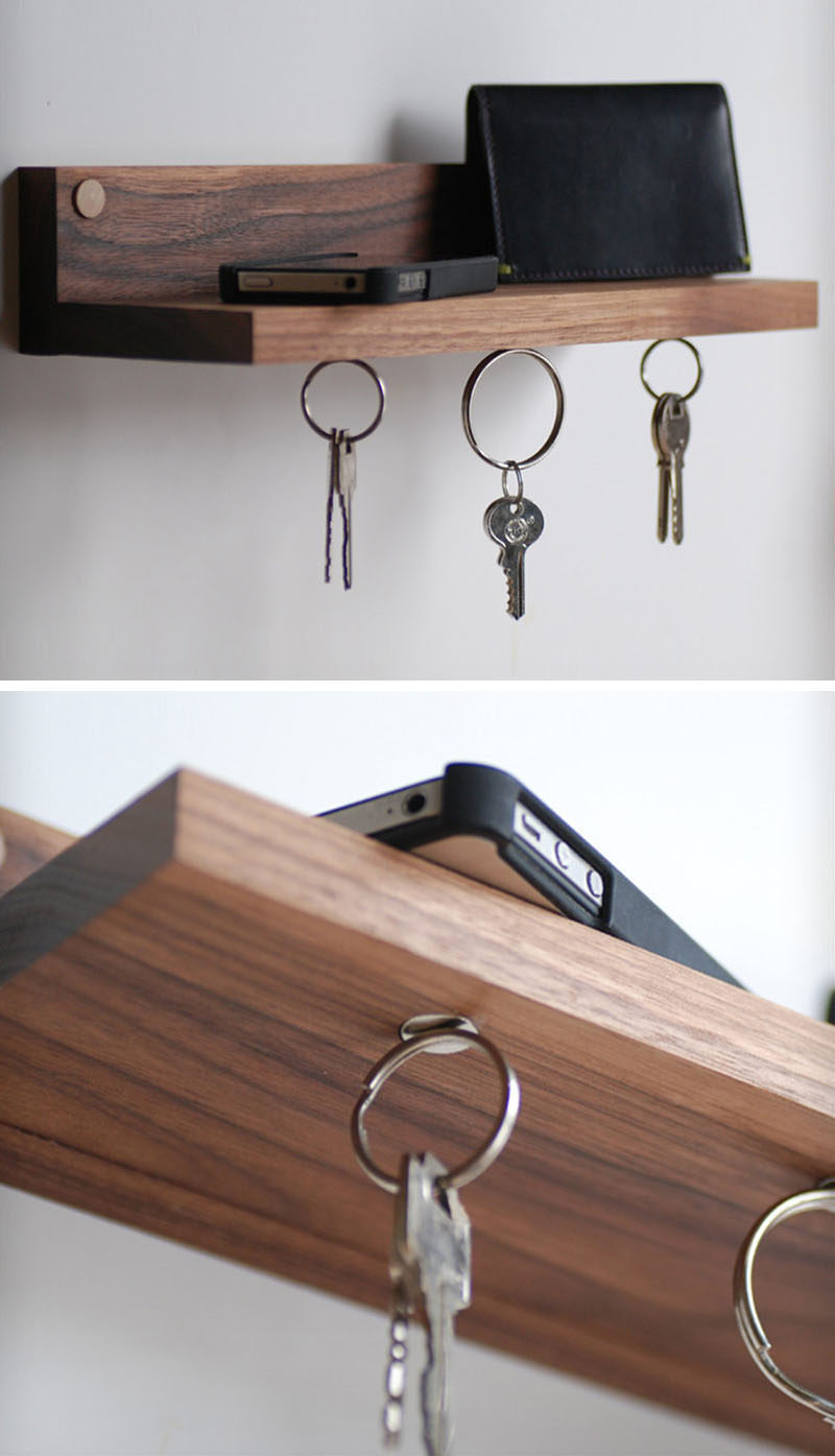 16 Key Holders To Keep You Organized // Super strong magnets keep your keys connected to this shelf, perfect for keeping your things all in one place.