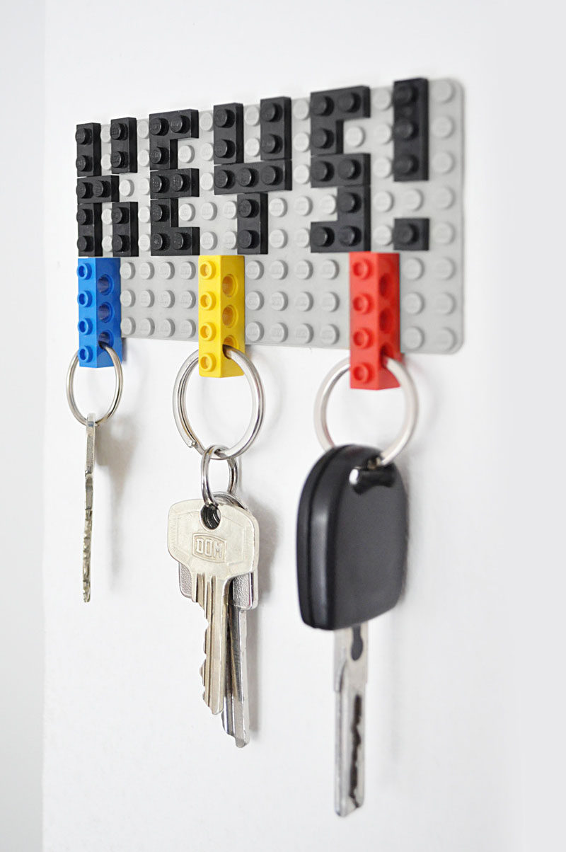 16 Key Holders To Keep You Organized // This creative lego key holder brings back childhood memories and adds a touch of playfulness to your decor.