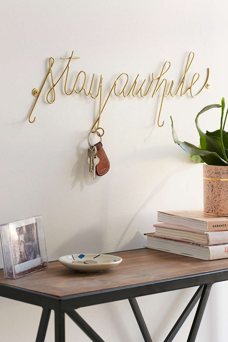 16 Key Holders To Keep You Organized // Encourage your guests to stay awhile and give them a place to hang their keys while they're visiting with this unique key holder.