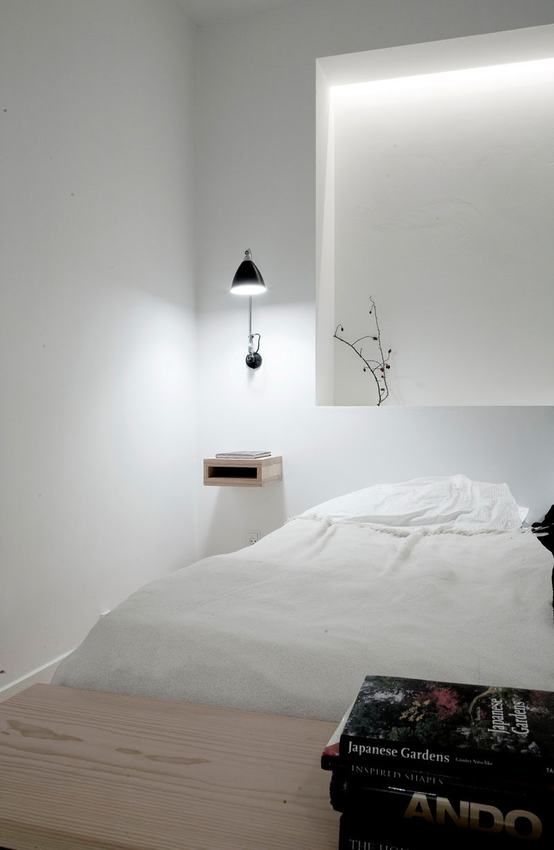 9 Different Ideas For Adding A Nightstand To Your Bedroom // Floating --- Add a futuristic flair to your bedroom with nightstand that seem to float right next to your bed.