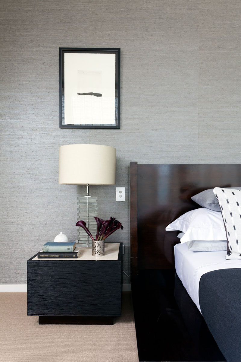 9 Different Ideas For Adding A Nightstand To Your Bedroom // A Common Option -- If the other ideas seem a bit too far out or extreme you can always stick with what's common - a nightstand with a flat surface and maybe even a drawer or two.