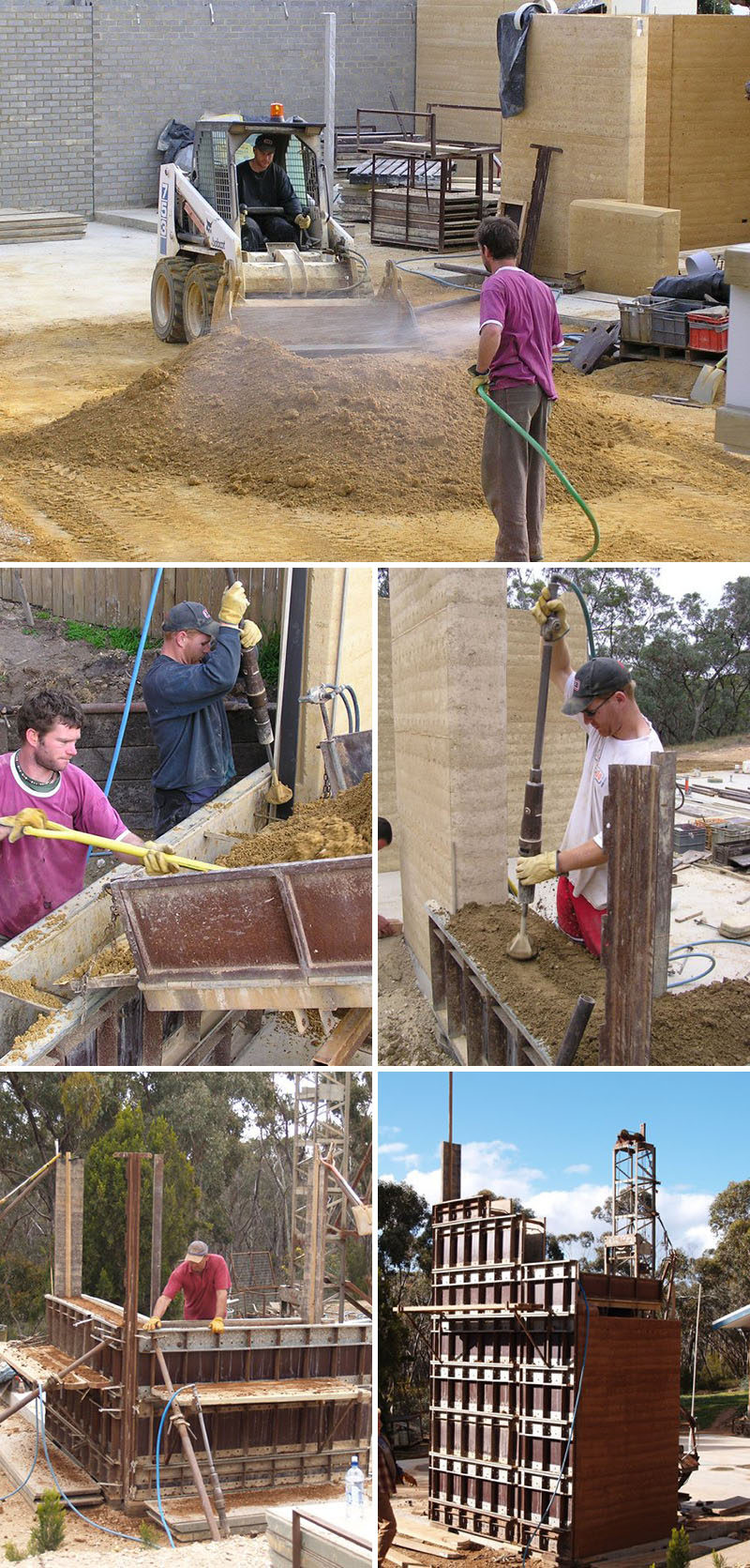 How rammed earth walls are made.
