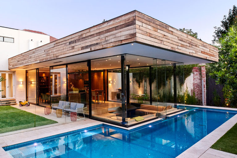 This house has a sunken living room so people can be at the same level ...