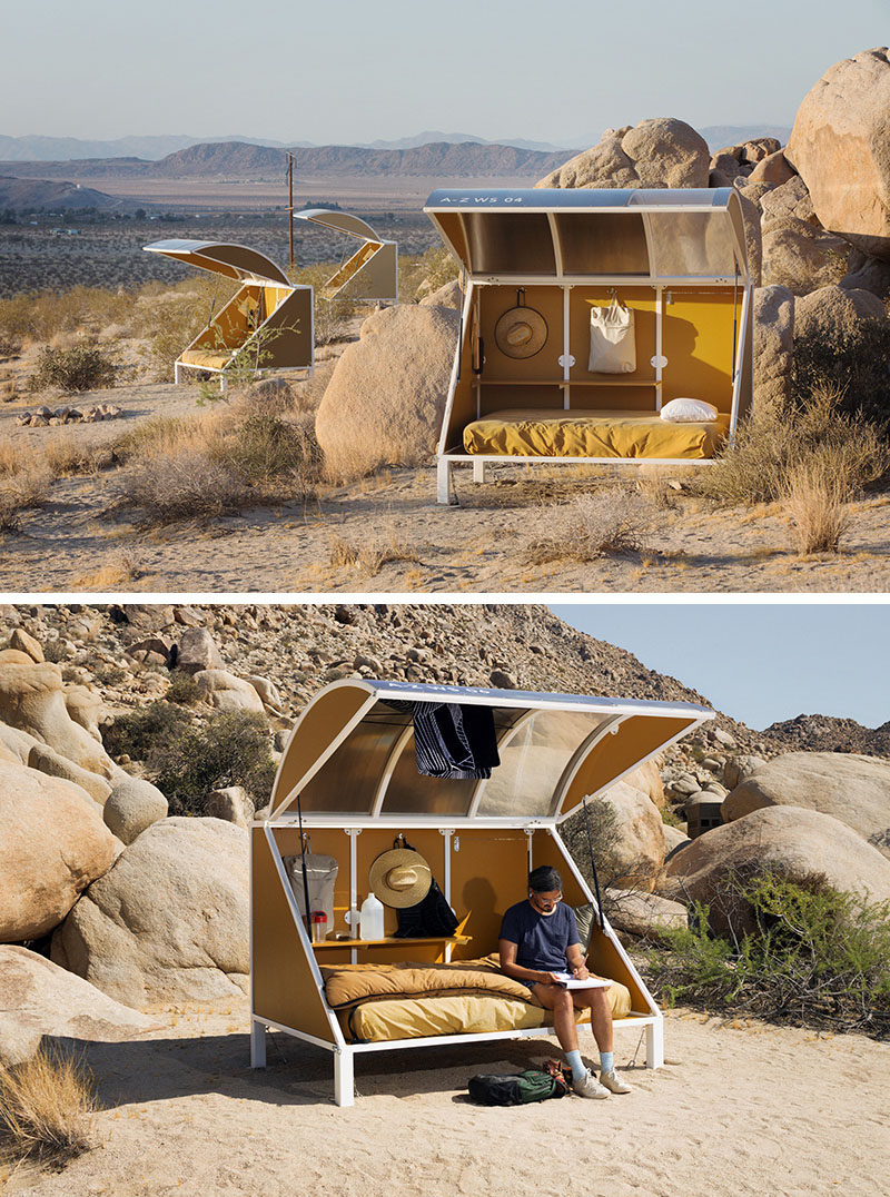 Tucked into the rocky surrounds of the Californian desert, are these little 'wagons', that can be booked for artists, writers, thinkers, hikers and campers, to stay in.