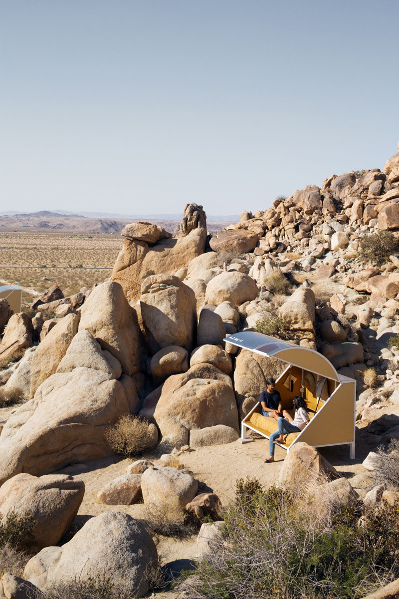 Tucked into the rocky surrounds of the Californian desert, are these little 'wagons', that can be booked for artists, writers, thinkers, hikers and campers, to stay in.