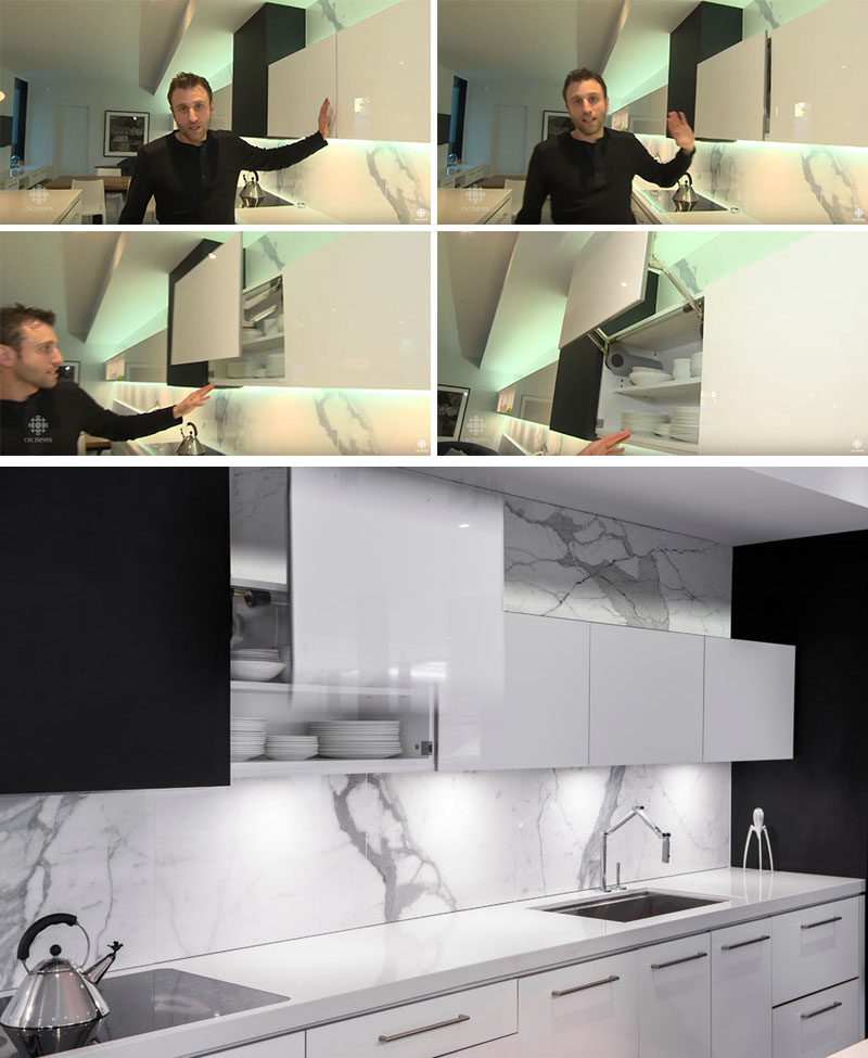 Kitchen Design Idea - Cabinet Hardware Alternatives // Touch-Open Cabinets -- Magnetic or mechanical touch latches make this futuristic action possible and make your kitchen look completely minimal. Without any grooves or hardware your cabinets disappear into the walls and keep your kitchen feeling clean and smooth.