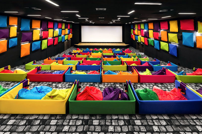 Colorful Beanbags Have Replaced Seats In This Cinema