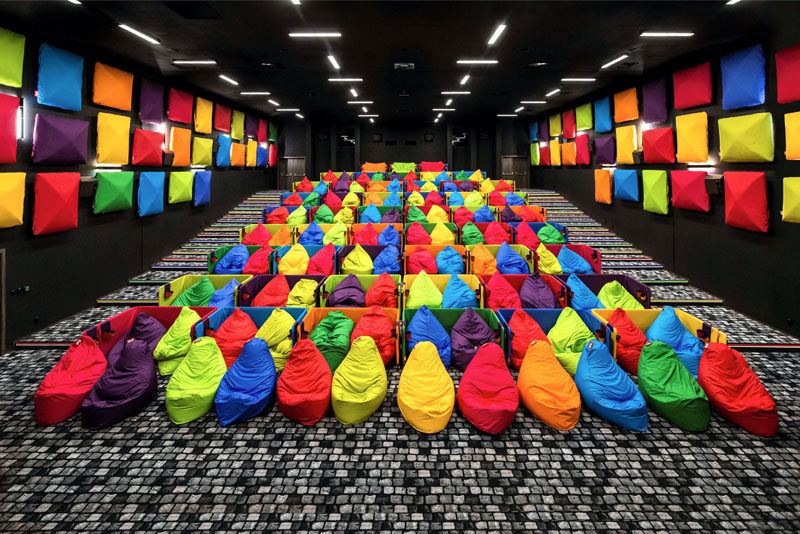 Colorful Beanbags Have Replaced Seats In This Cinema