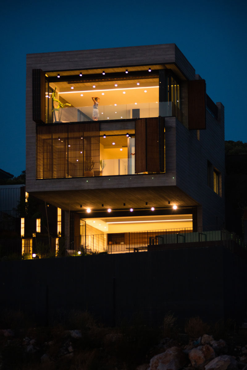 This house in Turkey has screens and windows that can be opened up to enjoy the view at night.