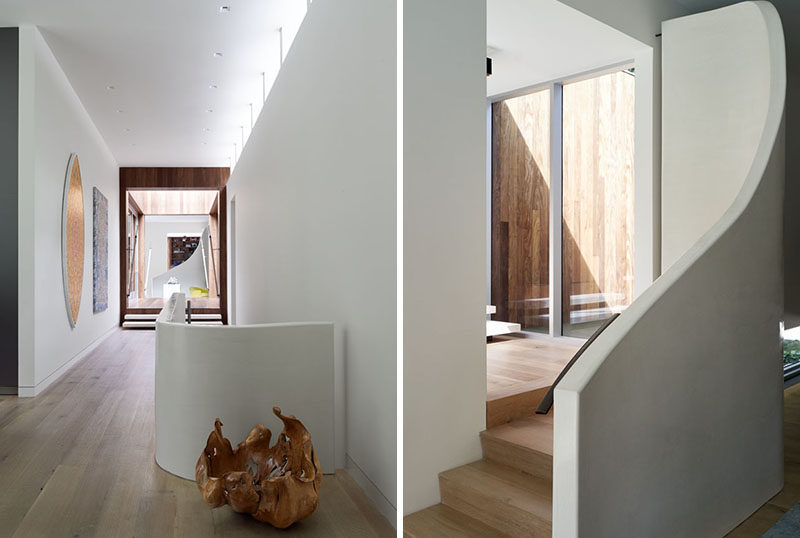 White and wood always make a good combination when creating contemporary stairs.