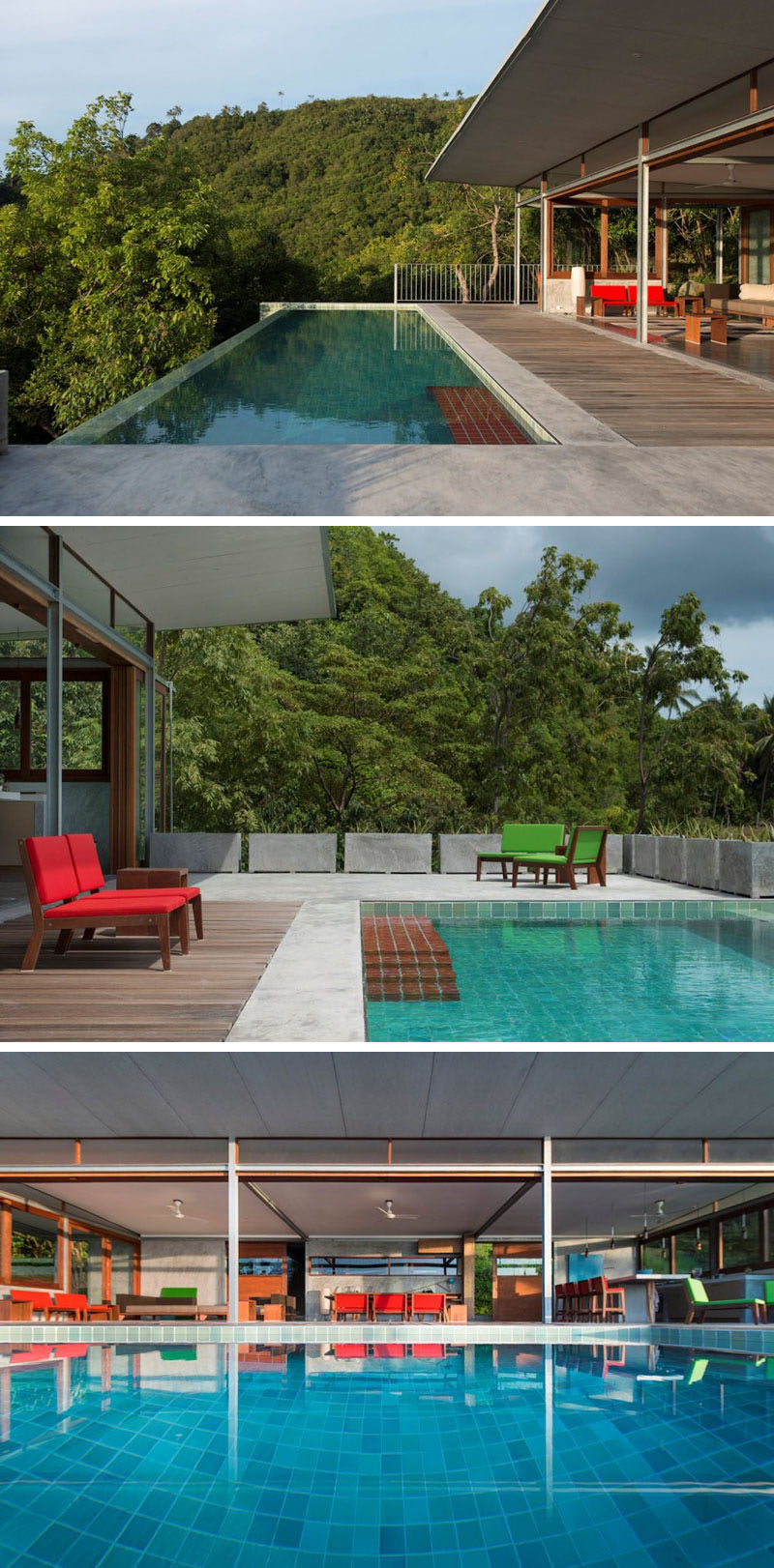 This home in Thailand has a swimming pool located right off the main living area.