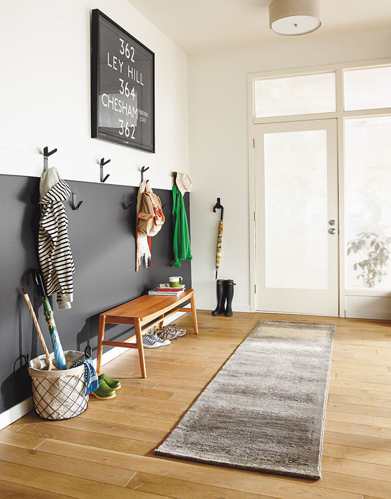 Interior Design Idea - What To Include When Creating The Ultimate Entryway // Hanging Space -- Use hooks, hangers, or racks to keep your outer wear together at the front door in an organized and stylish way.