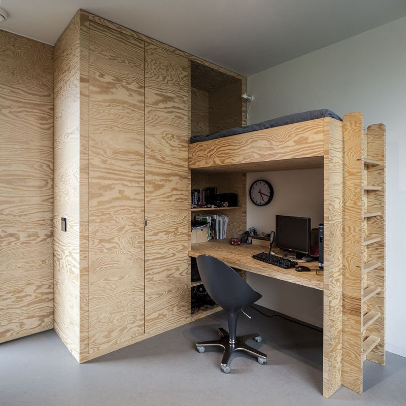 Interior Design Idea - 11 Essentials For Kids Homework Stations // Create a study nook -- Lofted beds create the perfect spot to create study nooks. The space is already open and the bed above makes for a cave-like feel that kids and teenagers seem to love so much. It also lets them do their homework in their room, undisturbed by the goings on in the rest of the house.