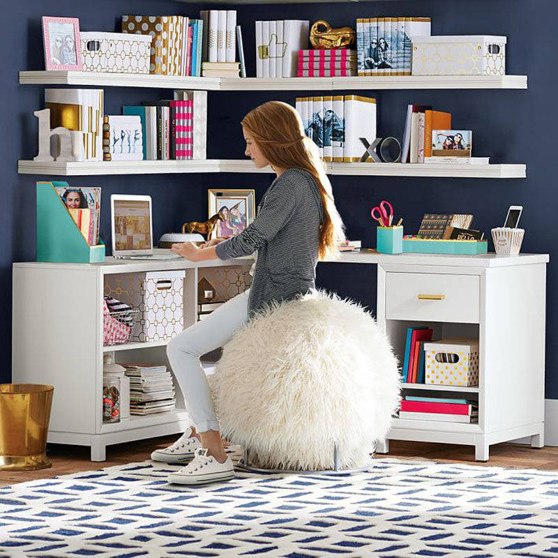 Interior Design Idea - 11 Essentials For Kids Homework Stations // Comfy Seating -- Whether it's a stool, an oversized ball, a swivel chair or extra padding on an ordinary desk chair, make sure your child is comfortable at their desk.