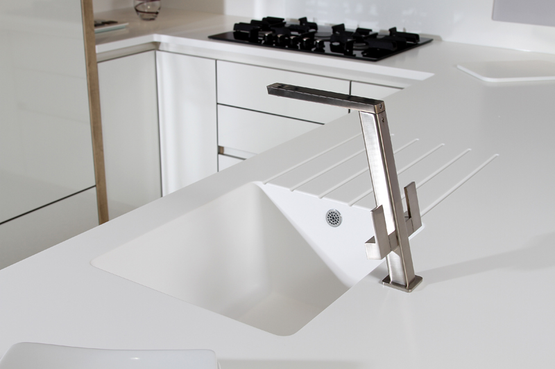 kitchen sink built into countertop