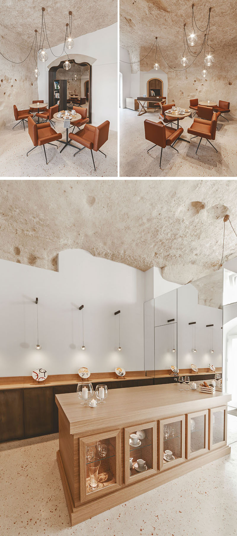 La Dimora di Metello, a hotel in Matera, Italy, combines historic cave-dwellings with contemporary design. 