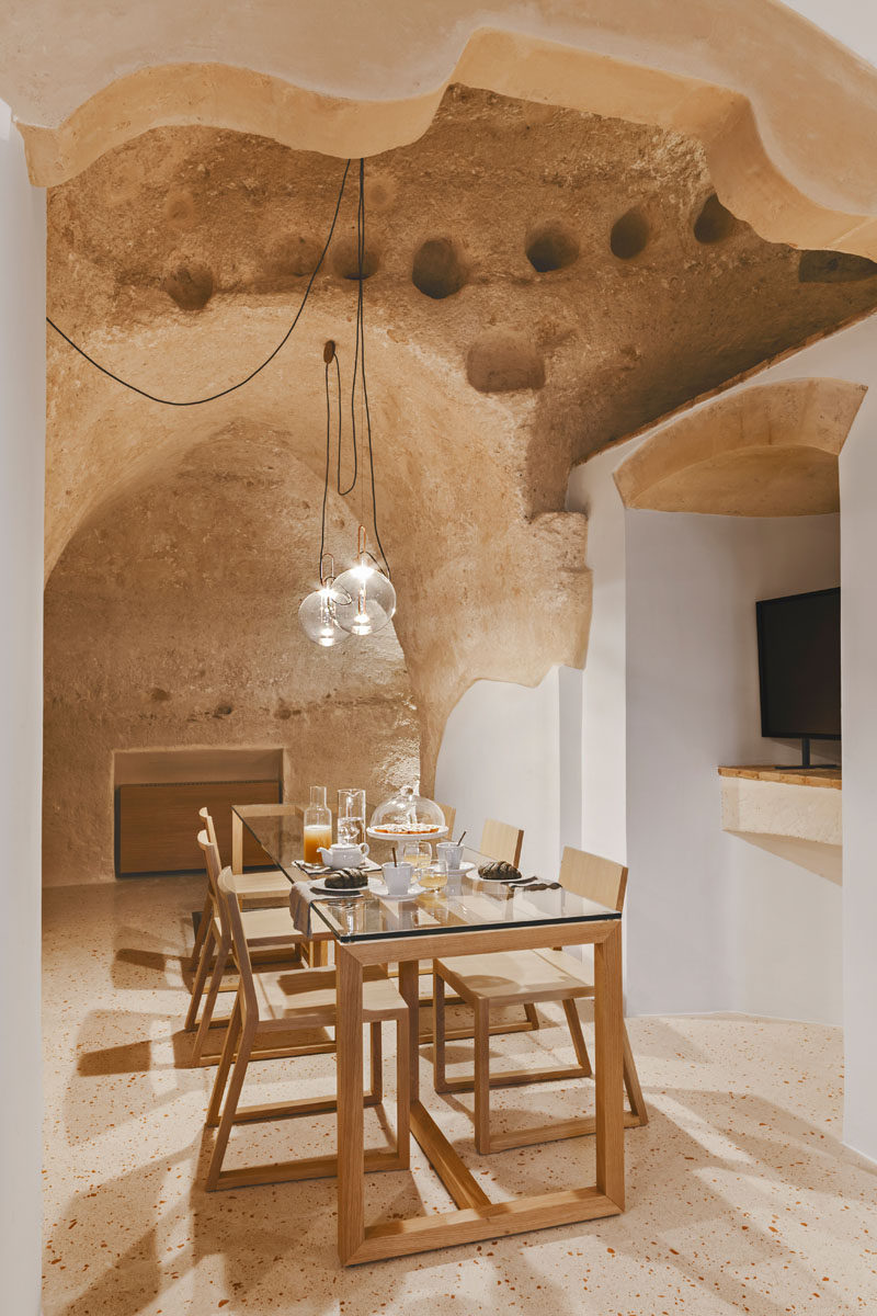 La Dimora di Metello, a hotel in Matera, Italy, combines historic cave-dwellings with contemporary design. 