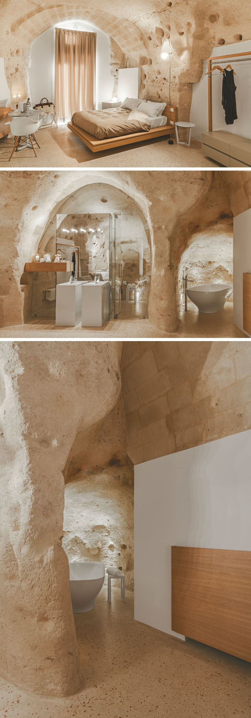 La Dimora di Metello, a hotel in Matera, Italy, combines historic cave-dwellings with contemporary design. 