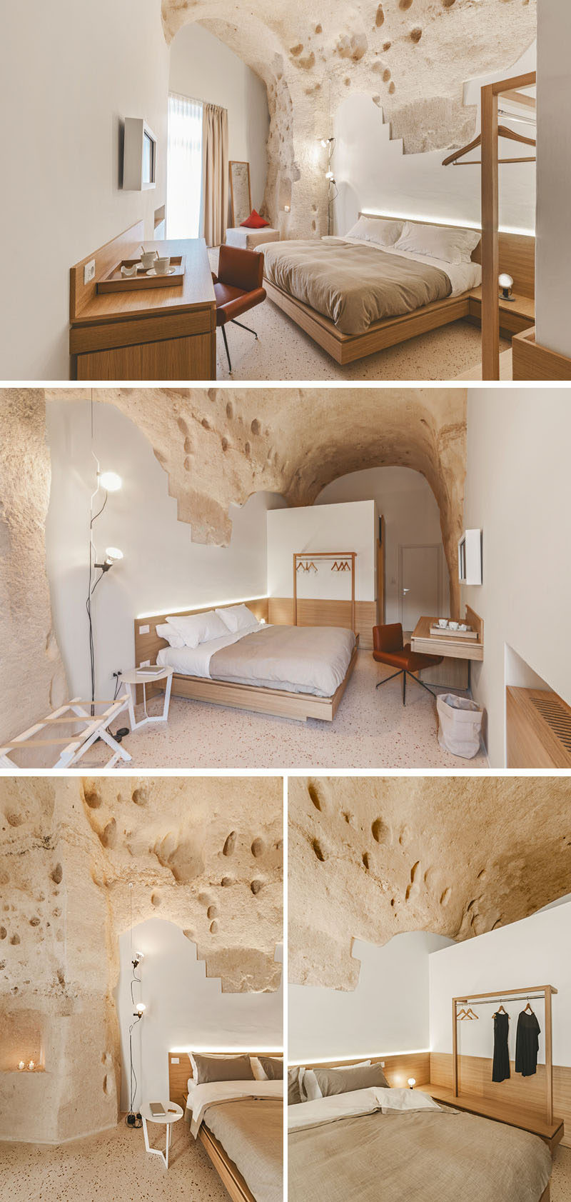 La Dimora di Metello, a hotel in Matera, Italy, combines historic cave-dwellings with contemporary design. 