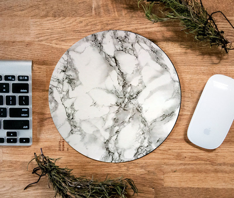 Office Decor Idea - Add A Touch Of Marble // A marble mouse pad is a subtle and comfortable way to add a touch of marble to your office space and will make it easier to scroll and click and surf the web.