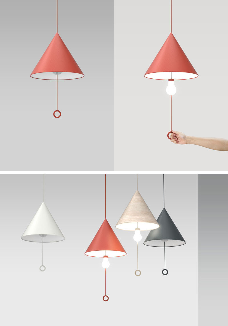 This OOPS! pendant lamp looks just like every other lamp until you turn one on and the light bulb 'accidentally' drops down from the shade, creating an 'oops' moment.