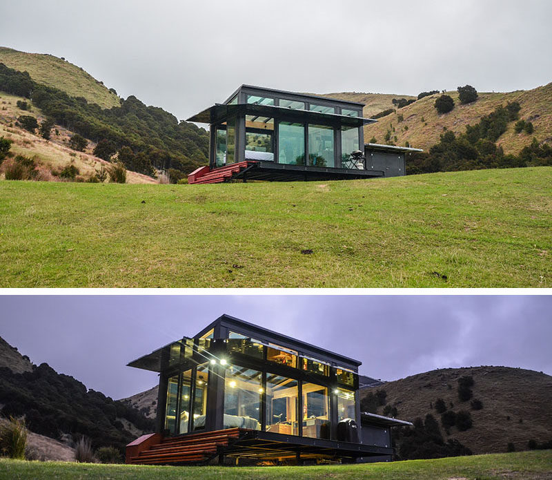 You can hike to and stay in a secluded glass hotel room in the middle of a valley in New Zealand.