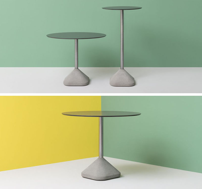 10 Examples Of Concrete and Steel Tables To Add To Your Industrial Interior // The concrete base of this side table makes it incredibly sturdy and unlikely to tip over if bumped or jostled.