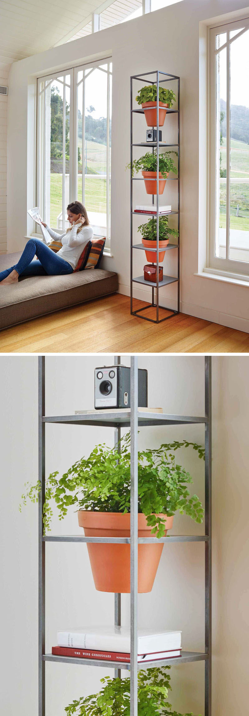 This standalone room divider is perfect for creating a vertical garden to show off your plants and decor.