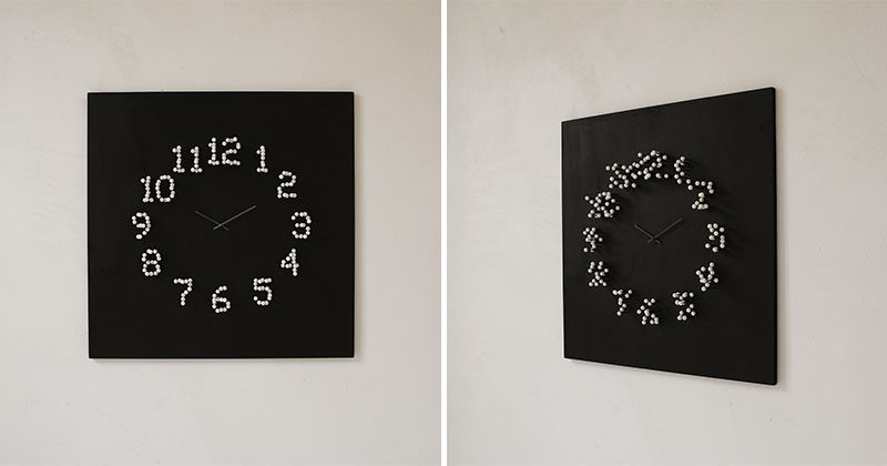 When you move around this clock, for example side to side, the numbers dissolve and transform into different shapes, resulting in an optical illusion and making the clock appear more as a piece of art than a device to tell time.