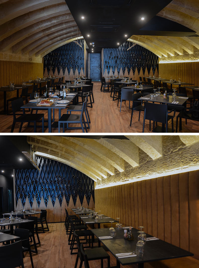 Wine Rack Idea - This restaurant in Malta has a floor-to-ceiling, wall-to-wall wine library.