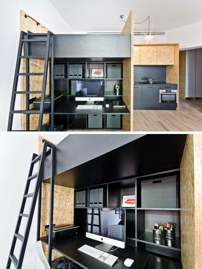 This small apartment has been designed as a live/work space for a design studio.