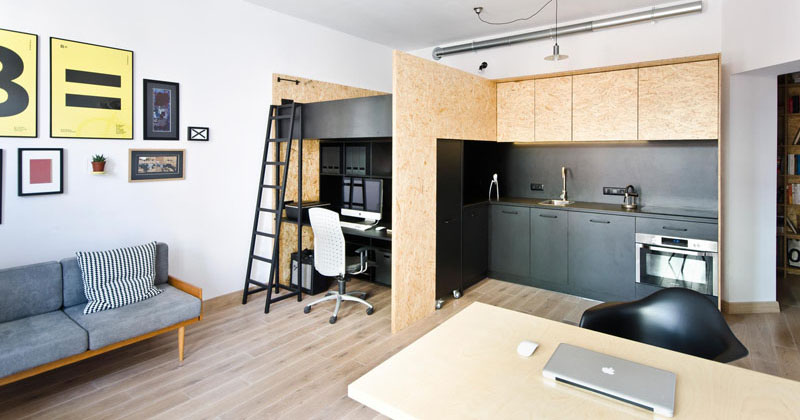 This small apartment has been designed as a live/work space for a ...