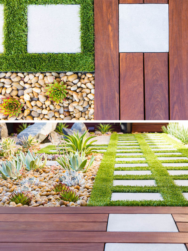 To have a truly low maintenance zen garden, artificial grass was used instead of real grass when designing the space. #ZenGarden #RockGarden #GardenIdeas #PatioIdeas #Landscaping #LandscapeIdeas #LowMaintenanceGarden