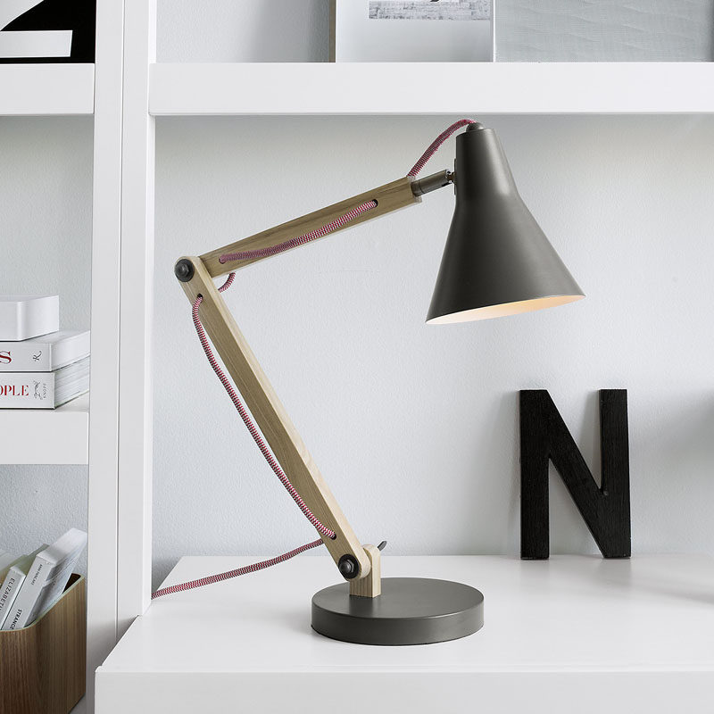 12 Bedside Table Lamps To Dress Up Your Bedroom // Rex Grey Desk lamp by Crate&Barrel.