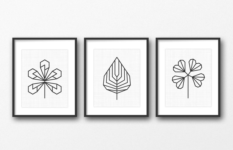 17 Ways To Introduce Botanical Designs Into Your Home Decor // These three prints are great for people who prefer a more geometric type of art but still want to get in on the botanical action.