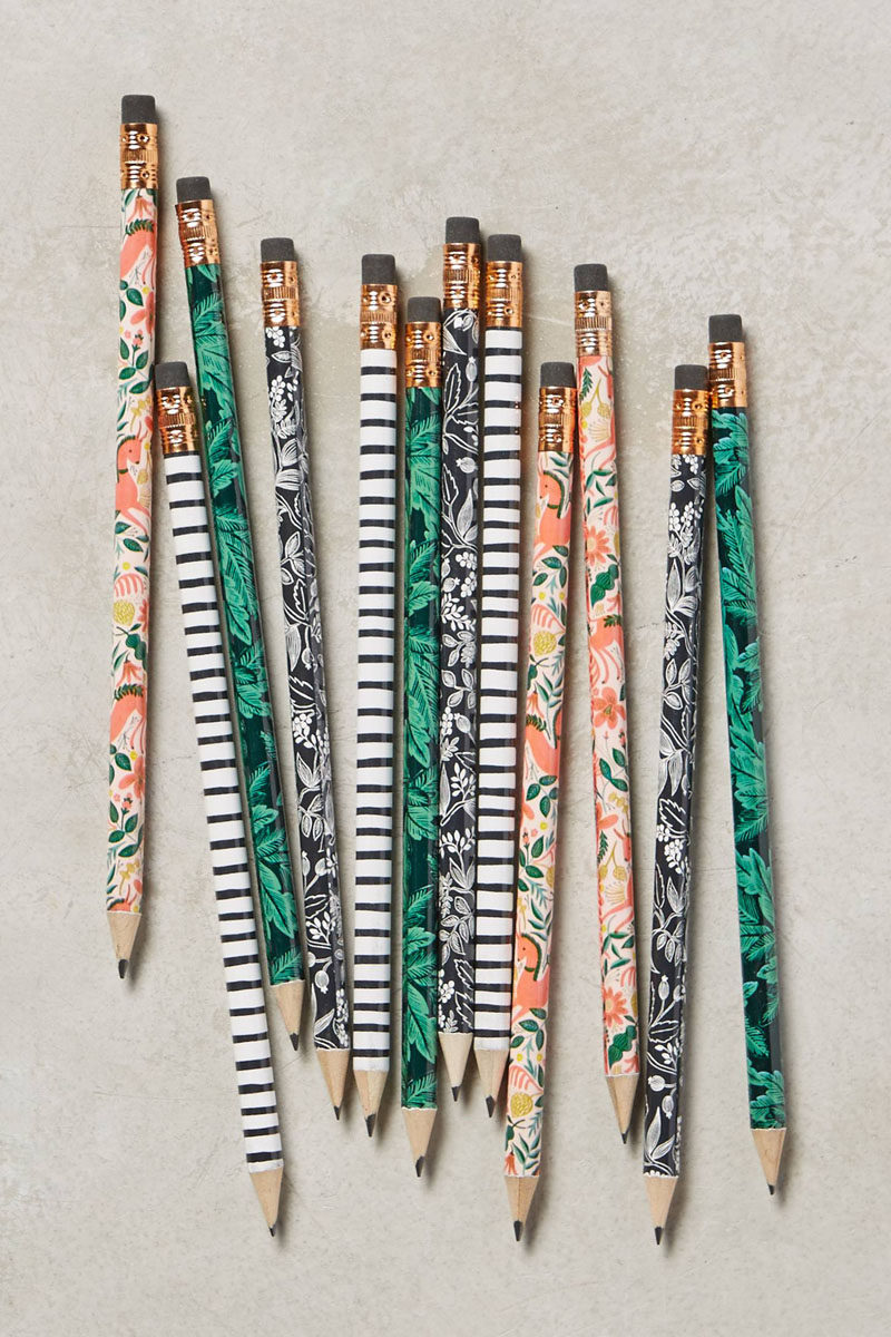 17 Ways To Introduce Botanical Designs Into Your Home Decor // Stick these botanical pencils in a jar and you can practically pretend you've got real flowers sitting on your desk.