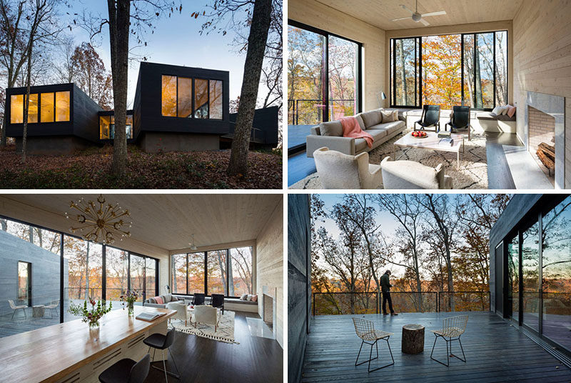 Virginia based architects, ARCHITECTUREFIRM, have designed a river house on a wooded site for a family with three young boys.