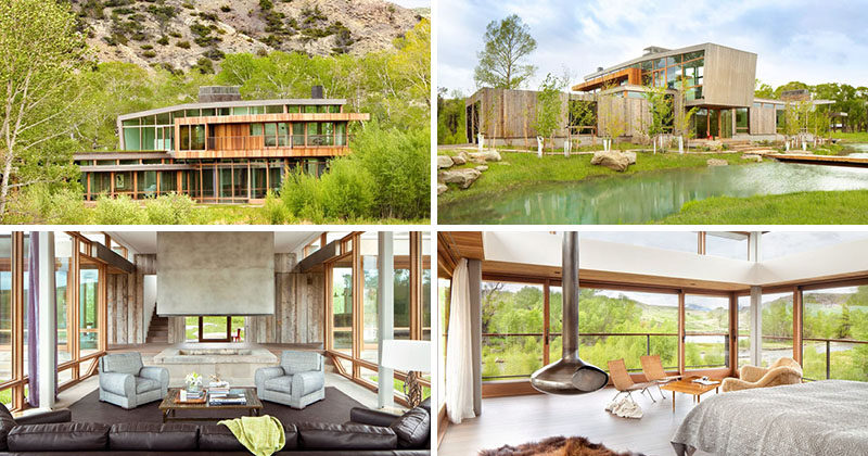 This ranch home in Montana is surrounded by hills, trees and rivers.