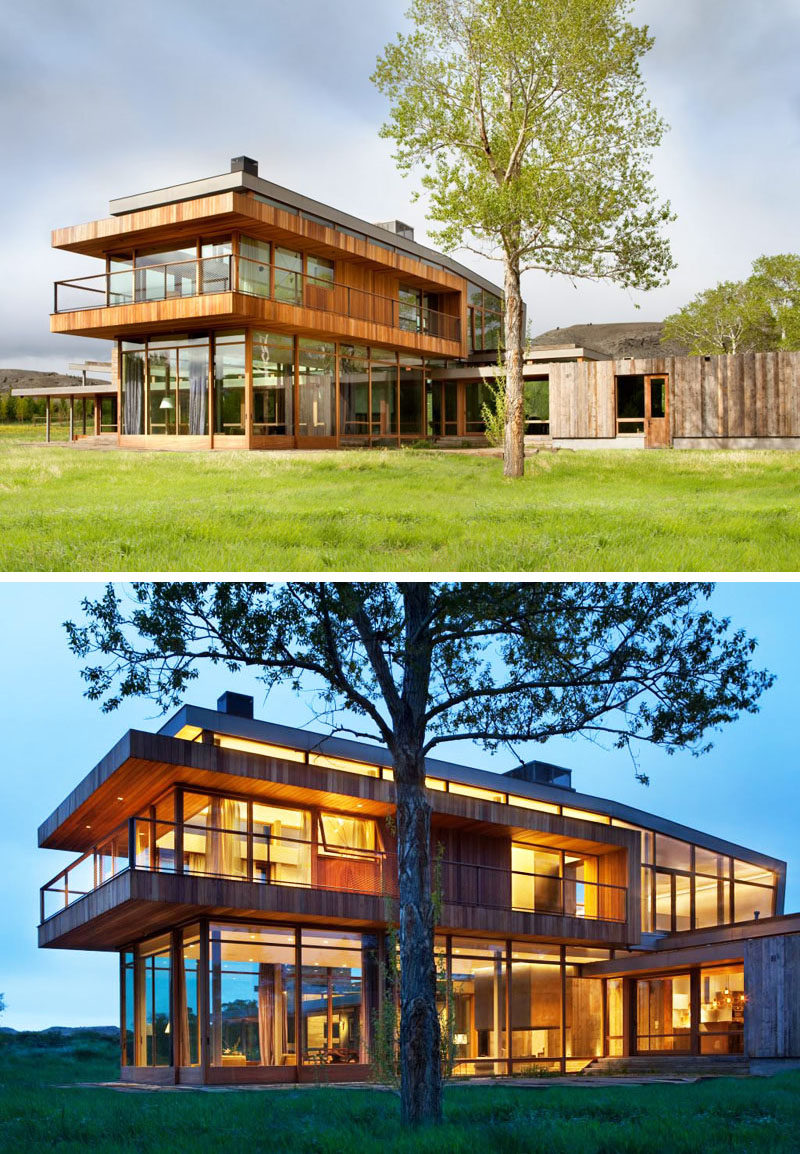 hughesumbanhowar architects have designed a home on a 2000-acre Montana ranch that's surrounded by hills, cottonwood trees and rivers.